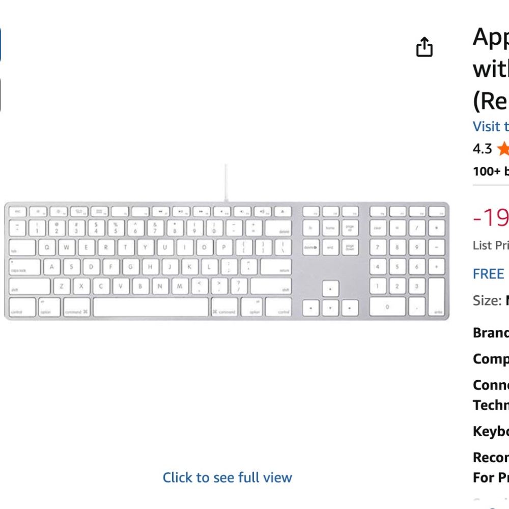 Apple Wired Keyboard with Numeric Keypad Compatible - Picture 6 of 9